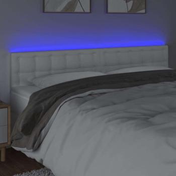 Fehér műbőr LED-es fejtámla 200 x 5 x 78/88 cm kép