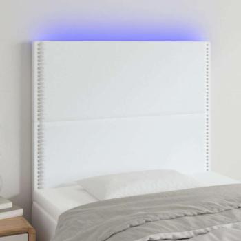 Fehér műbőr LED-es fejtámla 80x5x118/128 cm kép