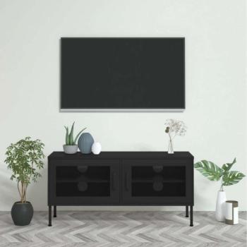 Fekete acél TV-szekrény 105 x 35 x 50 cm kép