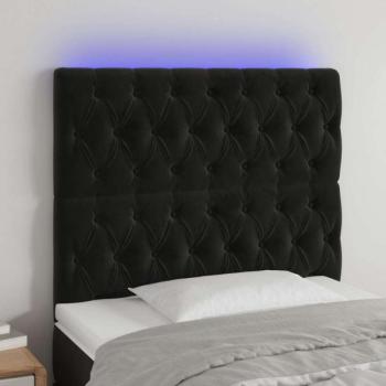 Fekete bársony LED-es fejtámla 100x7x118/128 cm kép