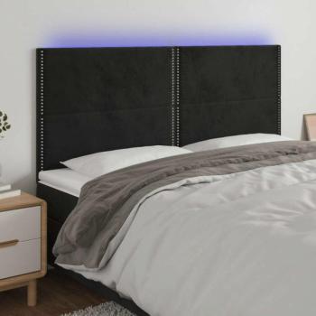 Fekete bársony LED-es fejtámla 160x5x118/128 cm kép