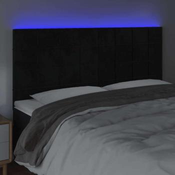 Fekete bársony LED-es fejtámla 200x5x118/128 cm kép