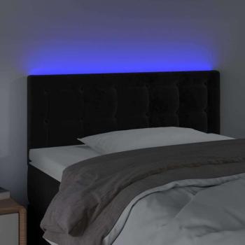 Fekete bársony LED-es fejtámla 80 x 5 x 78/88 cm kép