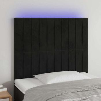 Fekete bársony LED-es fejtámla 90x5x118/128 cm kép