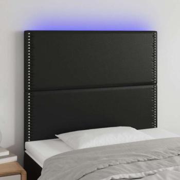 Fekete műbőr LED-es fejtámla 100x5x118/128 cm kép