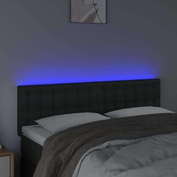 Fekete műbőr LED-es fejtámla 144 x 5 x 78/88 cm kép