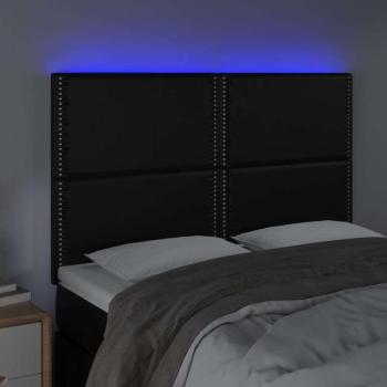 Fekete műbőr LED-es fejtámla 144x5x118/128 cm kép