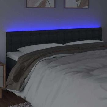 Fekete műbőr LED-es fejtámla 160 x 5 x 78/88 cm kép