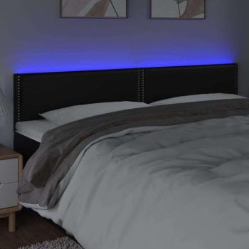 Fekete műbőr LED-es fejtámla 180 x 5 x 78/88 cm kép