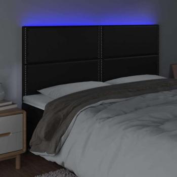 Fekete műbőr LED-es fejtámla 180x5x118/128 cm kép