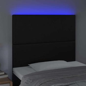 Fekete műbőr LED-es fejtámla 80x5x118/128 cm kép