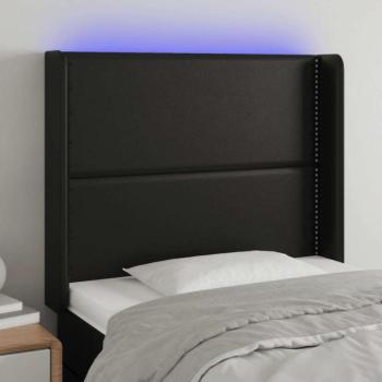 Fekete műbőr LED-es fejtámla 93x16x118/128 cm kép