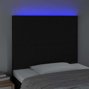 Fekete szövet LED-es fejtámla 100x5x118/128 cm kép