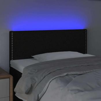 Fekete szövet LED-es fejtámla 100x5x78/88 cm kép