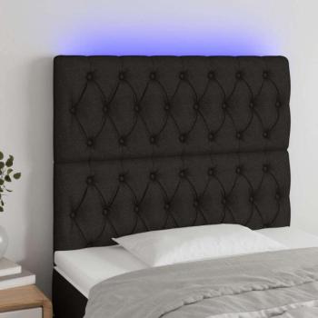 Fekete szövet LED-es fejtámla 100x7x118/128 cm kép