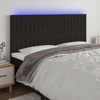 Fekete szövet LED-es fejtámla 160x5x118/128 cm kép