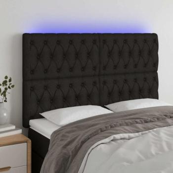 Fekete szövet LED-es fejtámla 160x7x118/128 cm kép