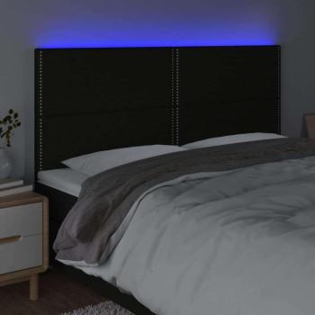 Fekete szövet LED-es fejtámla 200x5x118/128 cm kép