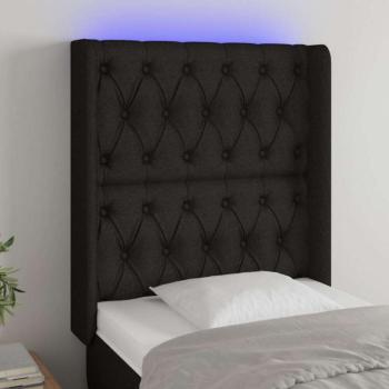 Fekete szövet LED-es fejtámla 83x16x118/128 cm kép