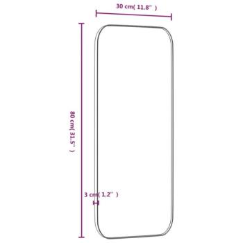 Fekete téglalap alakú falra szerelhető tükör 30x80 cm kép