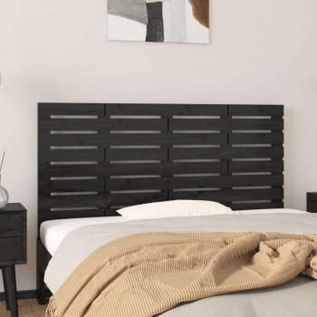 Fekete tömör fenyőfa fali fejtámla 141x3x63 cm kép