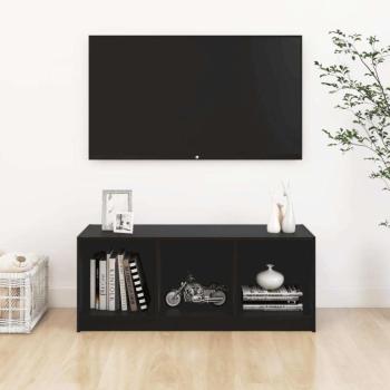 Fekete tömör fenyőfa tv-szekrény 104 x 33 x 41 cm kép