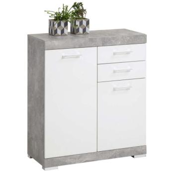 Fmd betonszürke/fehér komód 2 ajtóval és 2 fiókkal 80 x 34,9 x 89,9 cm kép