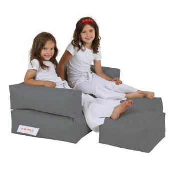 Kids Double Seat Pouf - Fume Babzsákfotel 100x50 Füst kép