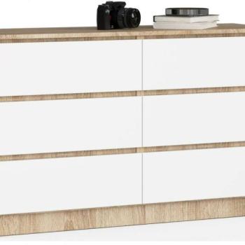 Komód - Akord Furniture K120-6 - sonoma tölgy / fehér kép