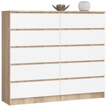 Komód - Akord Furniture K140-10 - sonoma tölgy / fehér kép