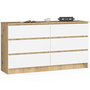 Komód - Akord Furniture K140-6 - arany tölgy / fehér kép