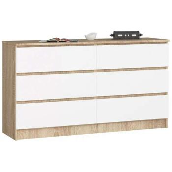 Komód - Akord Furniture K140-6 - sonoma tölgy / fehér kép