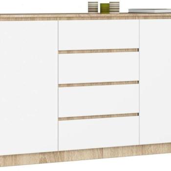 Komód - Akord Furniture K160 2D4SZ - sonoma tölgy / fehér kép