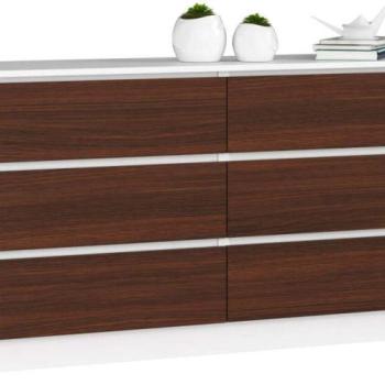 Komód - Akord Furniture K160-6 - fehér / wenge kép