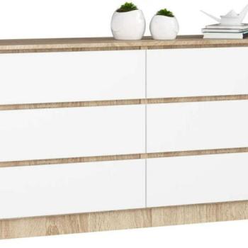 Komód - Akord Furniture K160-6 - sonoma tölgy / fehér kép