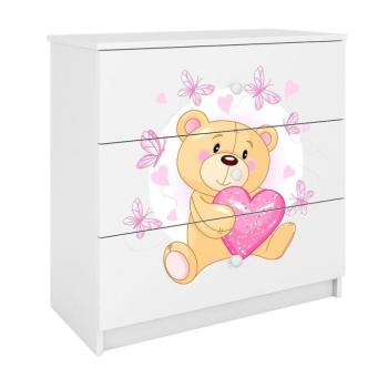 Komód gyermek számára Babydreams fehér – Medve Pillangó kép