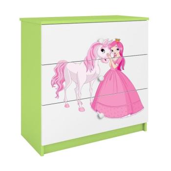 Komód gyermek számára Babydreams Zöld – Hercegnő 2 kép
