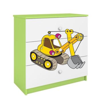 Komód gyermek számára Babydreams Zöld – Kotrógép kép
