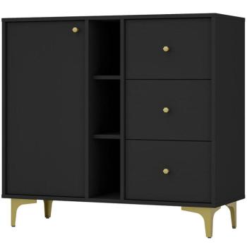 Komód Tokyo 1  1F 3S fekete grafit 824 kép