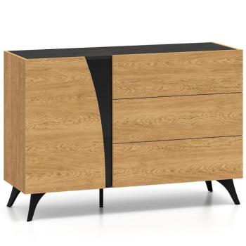 Komód Toscania 05 Tölgy Dune/Fekete kőris/üveg kép