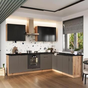 Konyhabútor Isabel Fekete borsó 2,0 X 2,6 Tölgy Artisan/Mocca Grey kép