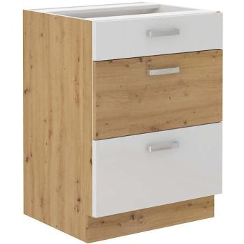 Konyhaszekrény ARTISAN fényes fehér 60D 3S BB kép