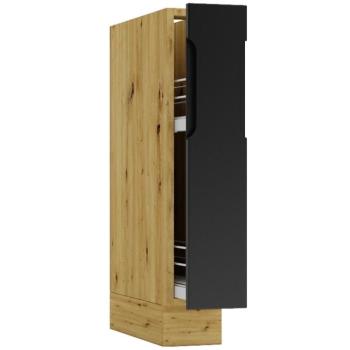 Konyhaszekrény Cosmo Isabel D15 Cargo+Kosár Fekete borsó/Tölgy Artisan kép