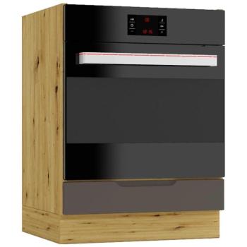 Konyhaszekrény Cosmo Isabel Dk60 Fekete borsó/Tölgy Artisan kép