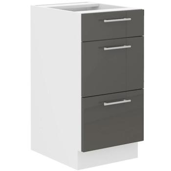 Konyhaszekrény Lara 40d 3s Bb Mdf szürke fényes kép