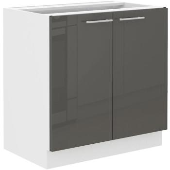 Konyhaszekrény Lara 80d 2f Bb Mdf szürke fényes kép