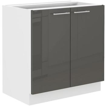 Konyhaszekrény Lara 80zl 2f Bb Mdf szürke fényes kép