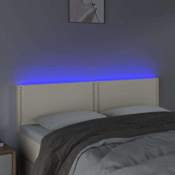 Krémszínű műbőr LED-es fejtámla 144 x 5 x 78/88 cm kép