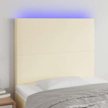 Krémszínű műbőr LED-es fejtámla 80x5x118/128 cm kép