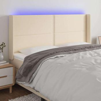 Krémszínű szövet LED-es fejtámla 203x16x118/128 cm kép